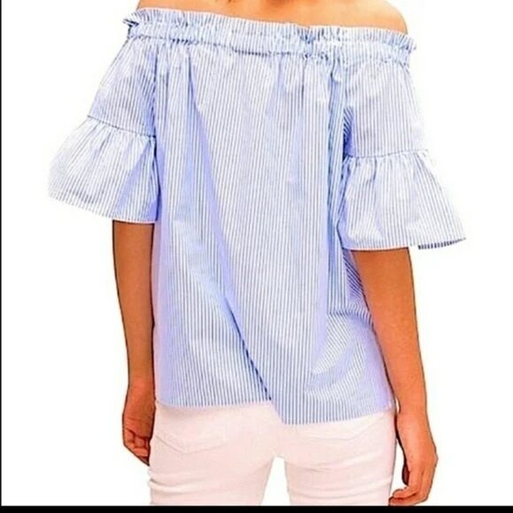 Kate Spade Broome Street Stripe Off the Shoulder Blouse - Picture 2 of 8